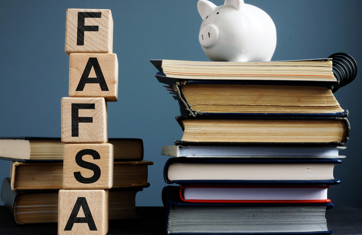FAFSA spelled out on blocks.
